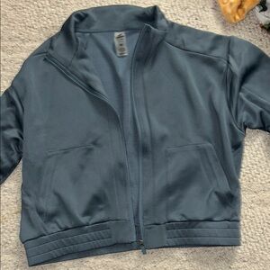 Mono B Blue Bomber Jacket with Ribbed Hem